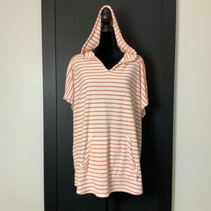 Talbots Hooded Terrycloth Kangaroo Pocket Pullover Cover-up Top Size Large